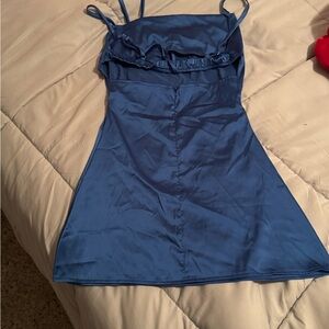 Elegant Blue Satin Mini Dress